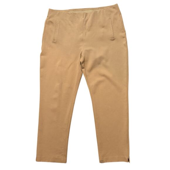 Chico’s Ankle Stretch Trousers Womens Peanut Tan Pull-On Elastic Waist Sz 3.5 18 - Picture 1 of 6